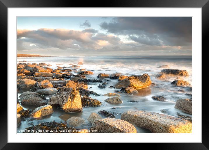 Holy Islands Sunrise Rocks Framed Mounted Print by Chris Frost