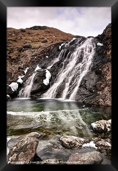 Easedale Tarn Waterfalls Framed Print by Chris Frost