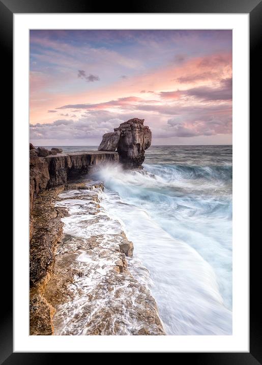Autumn storms at Portlands Pulpit Rock Framed Mounted Print by Chris Frost