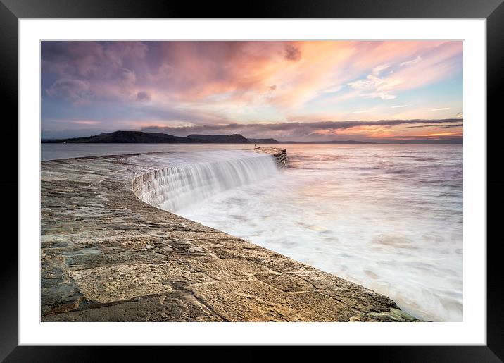 Sunrise falls at Lyme Regis Cobb Framed Mounted Print by Chris Frost