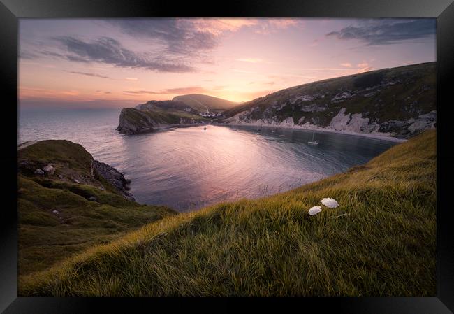 Last Light at Lulworth Framed Print by Chris Frost
