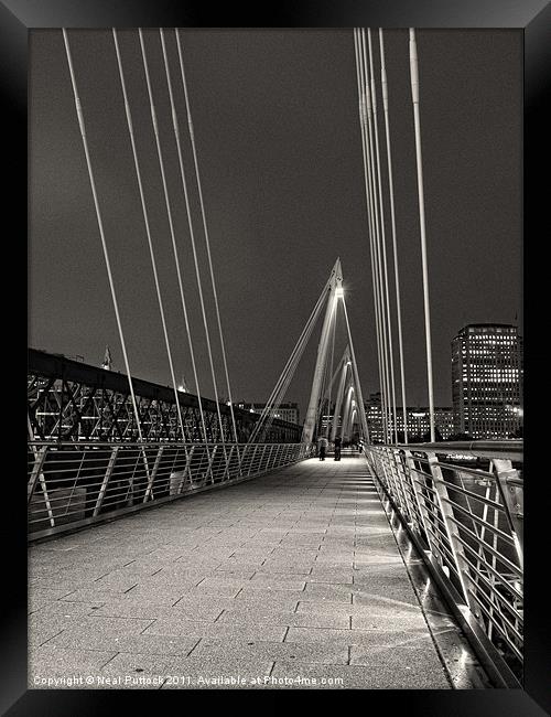 Hungerford Bridge at Night Framed Print by Neal P