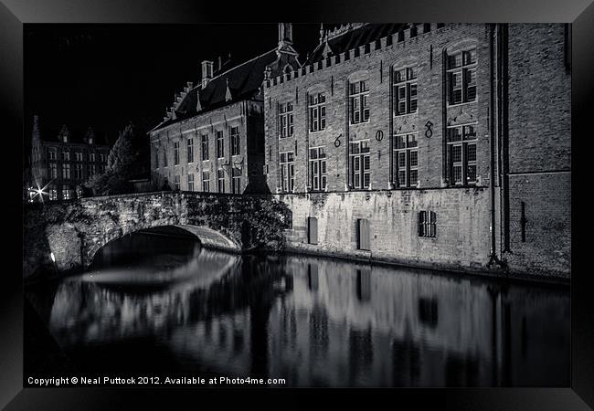 Bruges at Night Framed Print by Neal P
