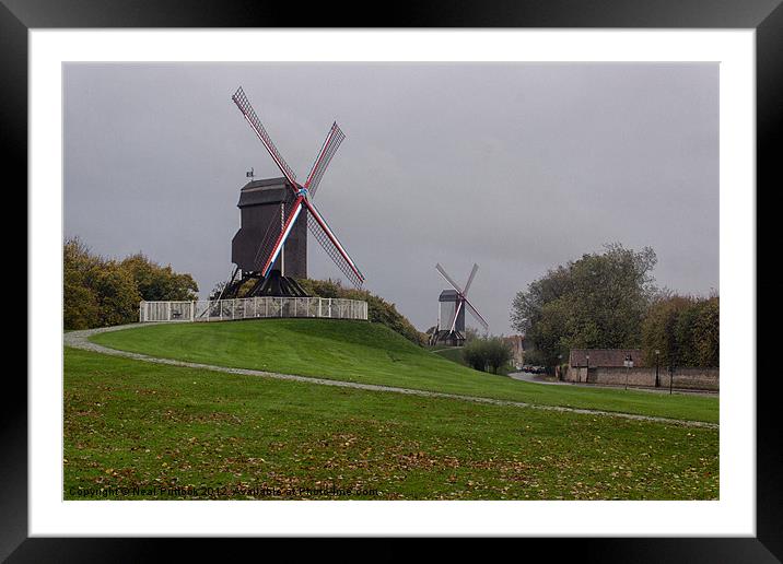 Windmills of Bruges Framed Mounted Print by Neal P