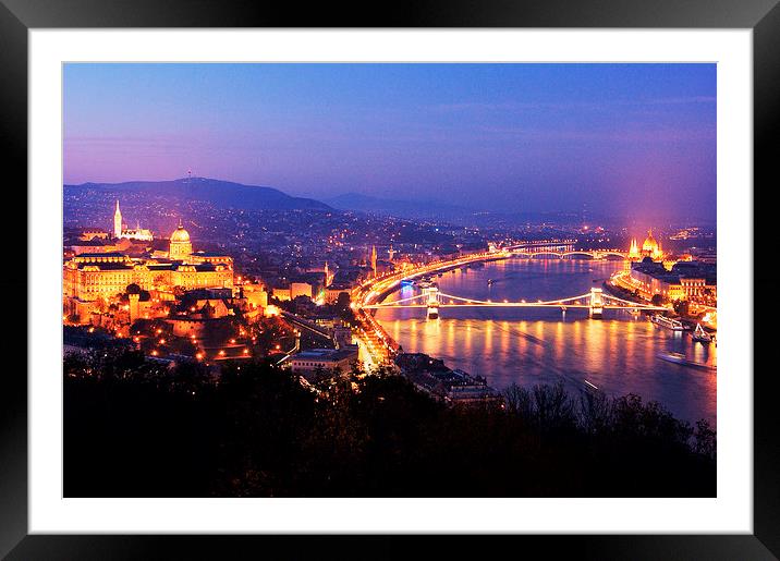 Light up the City of Budapest Framed Mounted Print by Rachael Hood