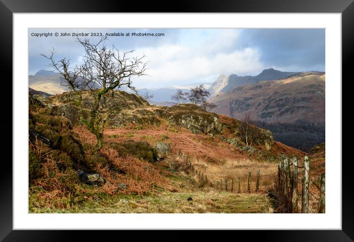 Holme Fell Fenceline Framed Mounted Print by John Dunbar