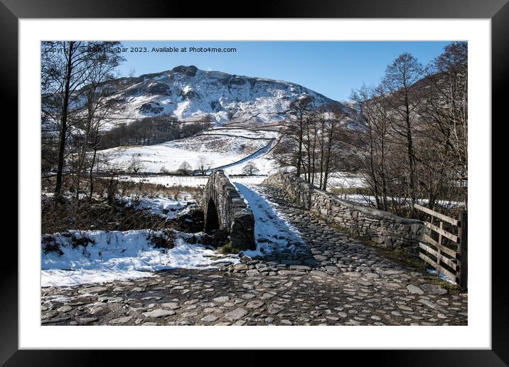 Rosthwaite Sheep bridge Framed Mounted Print by John Dunbar