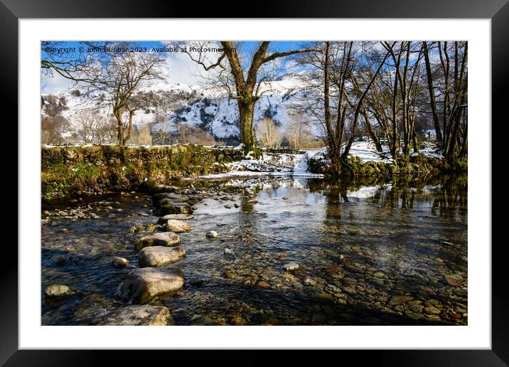 Rosthwaite Ford in Winter Framed Mounted Print by John Dunbar