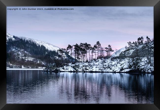 Thirlmere Winter Sunset Framed Print by John Dunbar