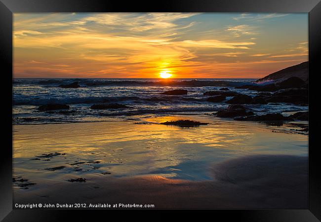 Sunset on Whipsiderry Beach Framed Print by John Dunbar