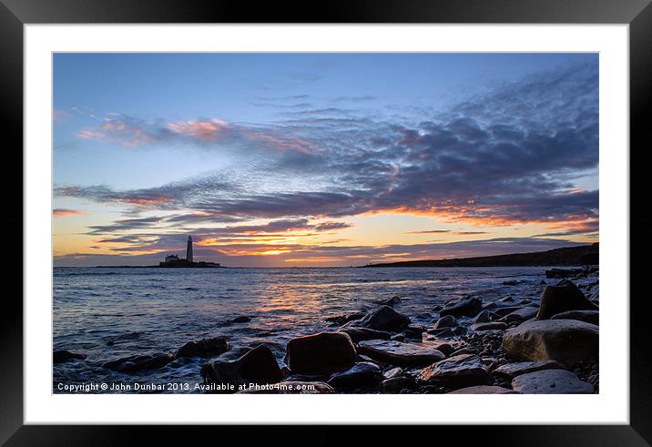 Sunrise at St Marys Lighthouse Framed Mounted Print by John Dunbar