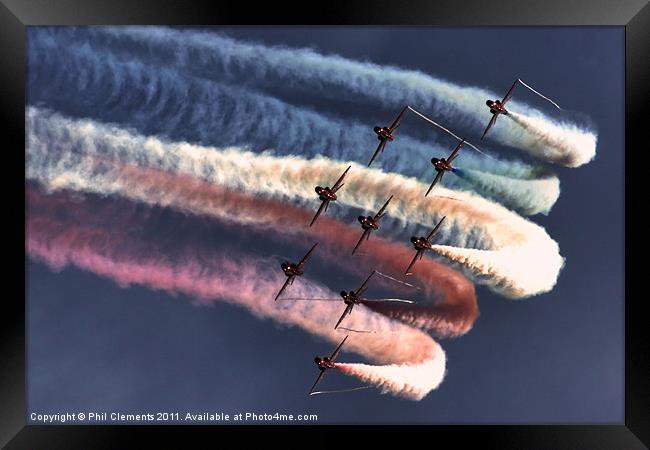 Red Arrows Roll Framed Print by Phil Clements