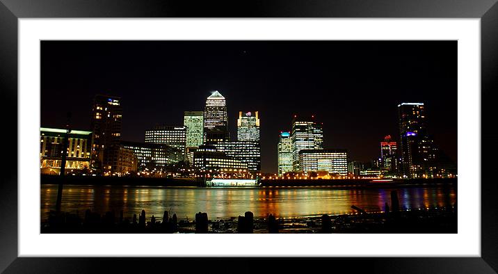 Canary Wharf Panorama Framed Mounted Print by Phil Clements