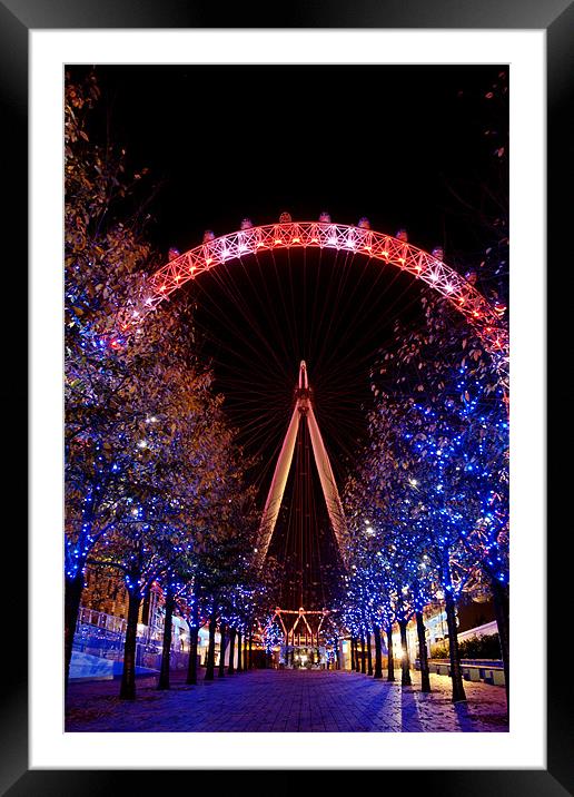 Night Time London Eye Framed Mounted Print by Phil Clements