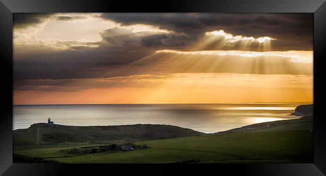 Beachy Head, Belle Tout Sunset Framed Print by Phil Clements