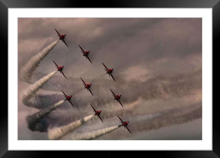 Red Arrows Diamond Nine Framed Mounted Print by Phil Clements