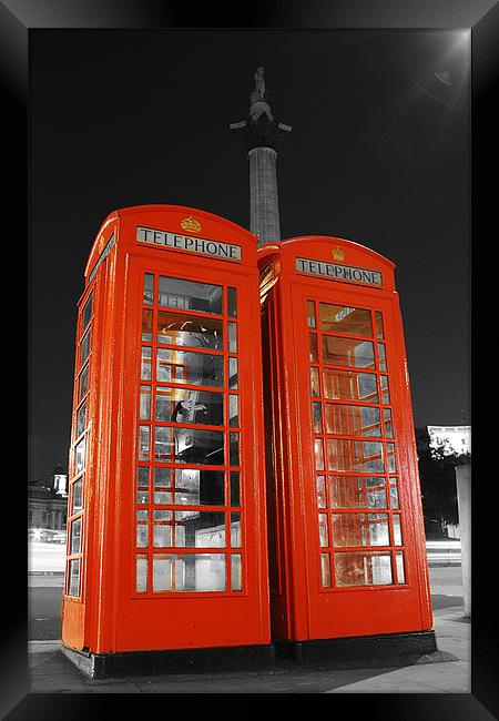 London Phone Boxes Framed Print by Phil Clements