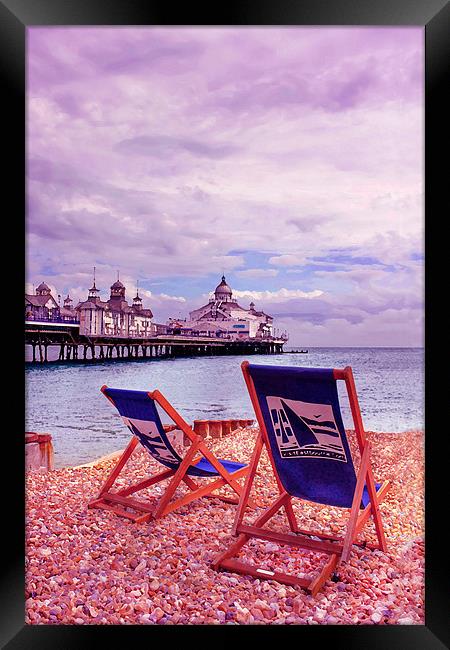Eastbourne Beach & Deckchairs Framed Print by Phil Clements
