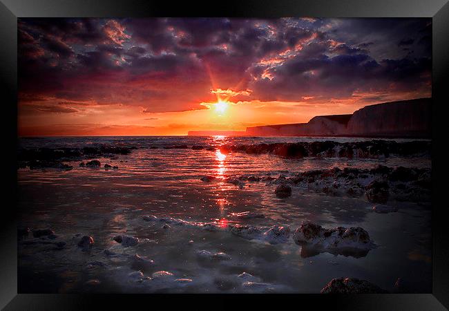 Birling Gap Sunset Framed Print by Phil Clements