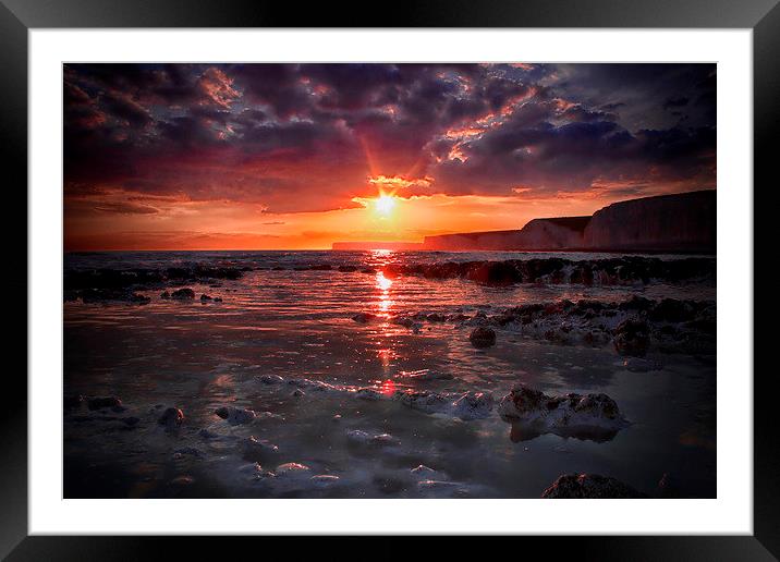 Birling Gap Sunset Framed Mounted Print by Phil Clements