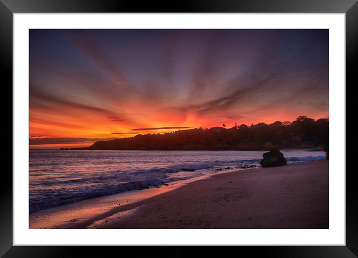 Sunset at Praia Da Oura, Albufeira, Portugal Framed Mounted Print by Phil Clements