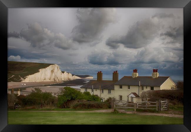 Seven Sisters & Coastguard Cottages Framed Print by Phil Clements