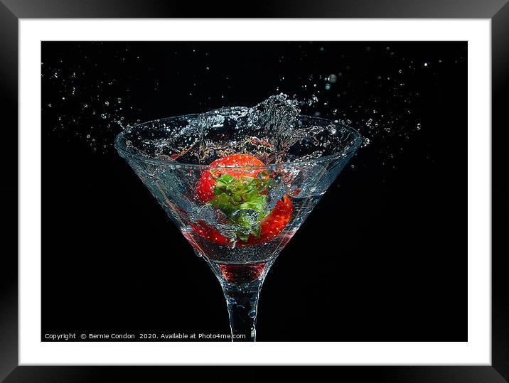 Strawberry Splash Framed Mounted Print by Bernie Condon