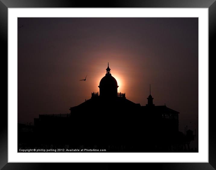 Pier Dawn silhouette Framed Mounted Print by camera man