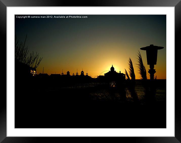 Sunrise pier Silhouette. Framed Mounted Print by camera man