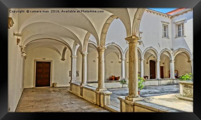     Monestry courtyard                            Framed Print by camera man