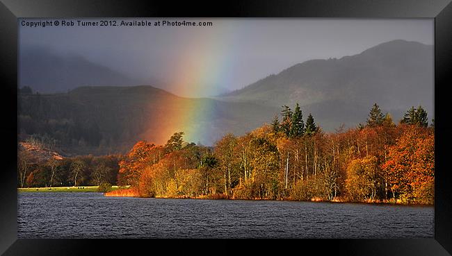 Rainbow, Loch Ard Framed Print by Rob Turner