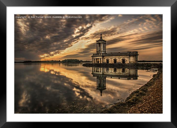 Normanton Church Rutland Water. Framed Mounted Print by Rob Turner