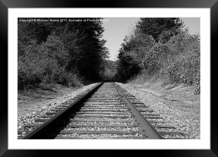 Black and White Railroad Framed Mounted Print by Michael Waters Photography