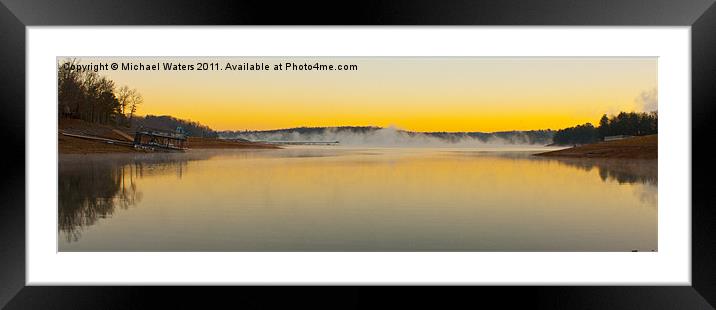 Sunrise Fog over the Lake Framed Mounted Print by Michael Waters Photography
