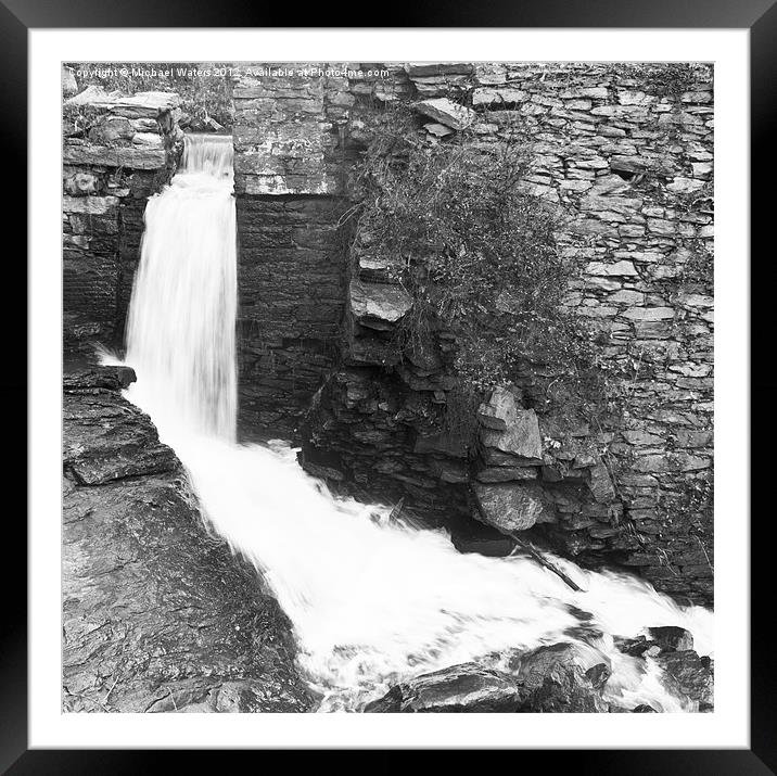 Peacefully Calm Waterfall B&W Framed Mounted Print by Michael Waters Photography