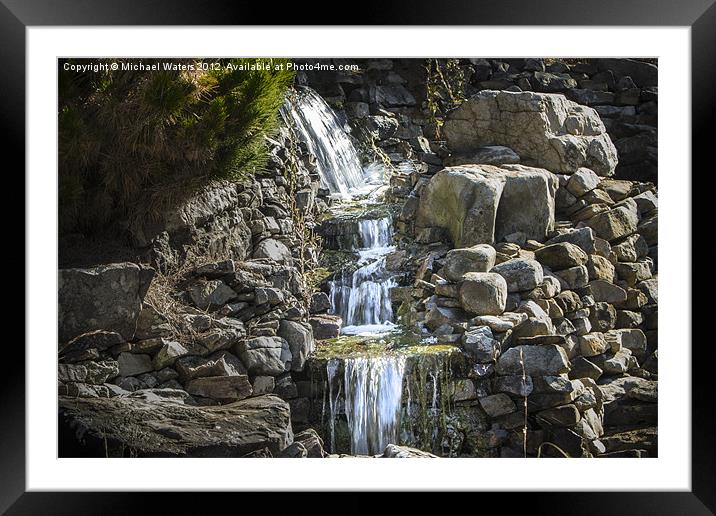 Gentle Waterfall Framed Mounted Print by Michael Waters Photography