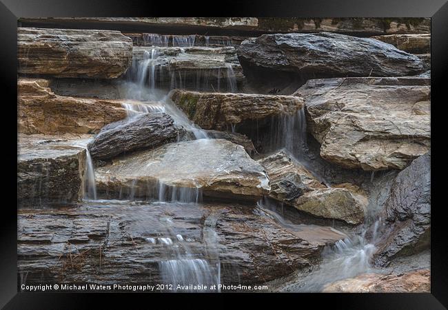 River Rock Waterfall Framed Print by Michael Waters Photography