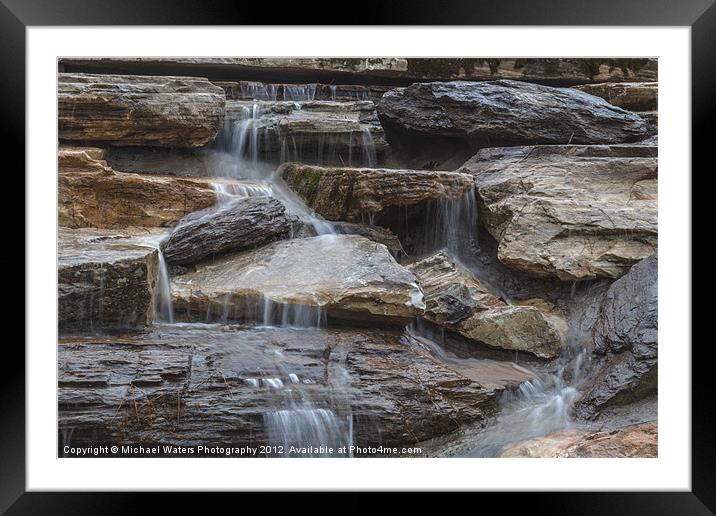 River Rock Waterfall Framed Mounted Print by Michael Waters Photography