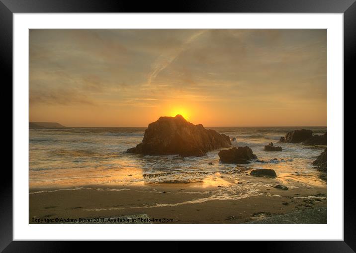 Cornish Sun Rise Framed Mounted Print by Andrew Driver