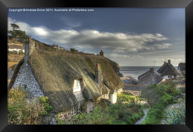 Cottages at cadgwith Framed Print by Andrew Driver