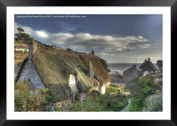 Cottages at cadgwith Framed Mounted Print by Andrew Driver