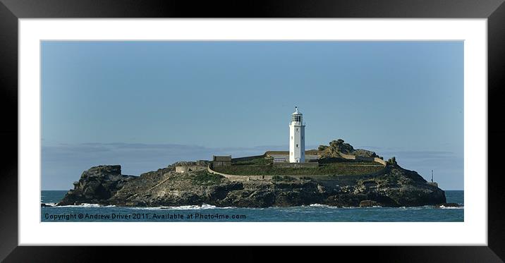 Godrevy Lighthouse Framed Mounted Print by Andrew Driver