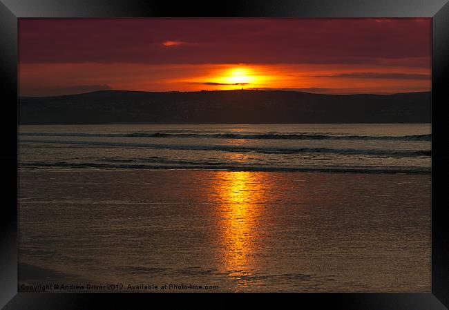 Sunset over St Ives Framed Print by Andrew Driver