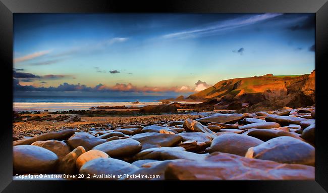 Painted Cove Framed Print by Andrew Driver