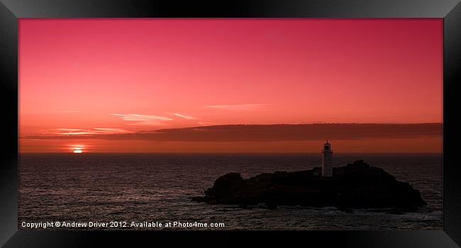 Lighthouse in pink Framed Print by Andrew Driver