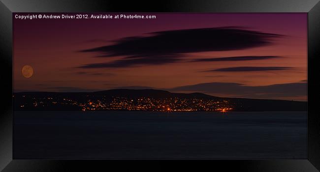 Moon over St ives Framed Print by Andrew Driver