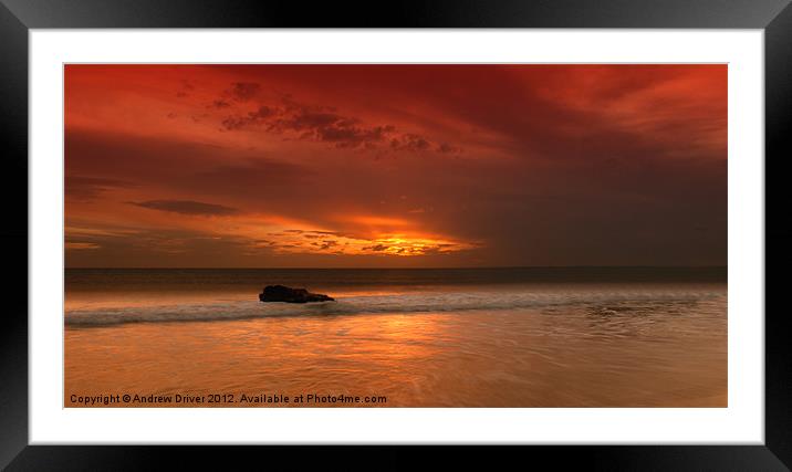 Lonely Rock Framed Mounted Print by Andrew Driver