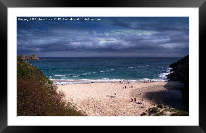 Porthcurno in Spring Framed Mounted Print by Andrew Driver
