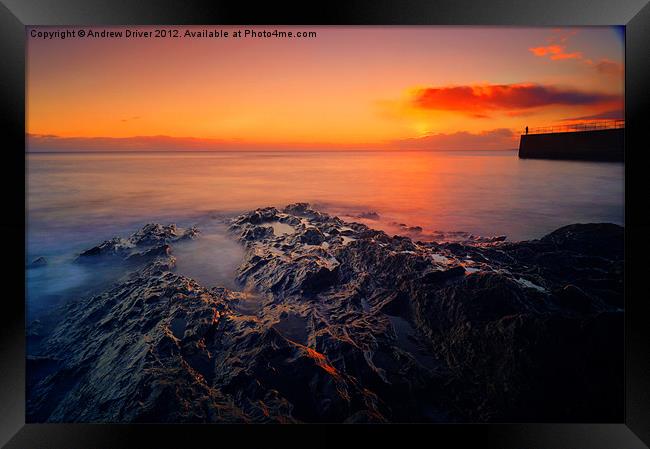 Rock pool sunset Framed Print by Andrew Driver