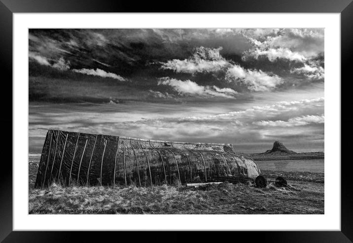 Lindisfarne boat Framed Mounted Print by Alan Kirkby